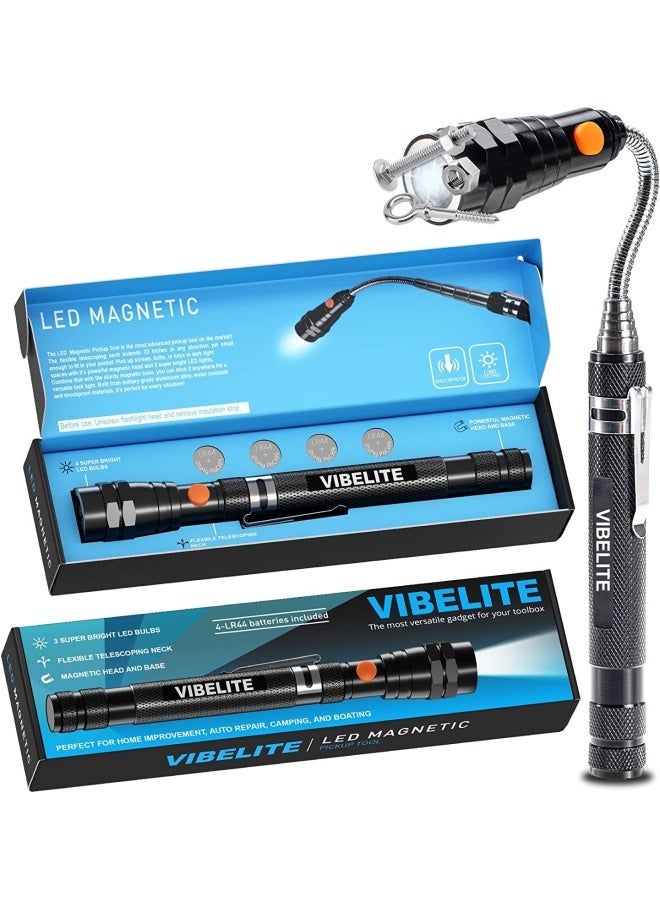 VIBELITE Extendable Magnetic Flashlight with Telescoping Magnet Pickup Tool- Cool Gadget Valentines Day Gifts for Him, Men, Teen Boys, Husband, Dad, Father,... - Image 1